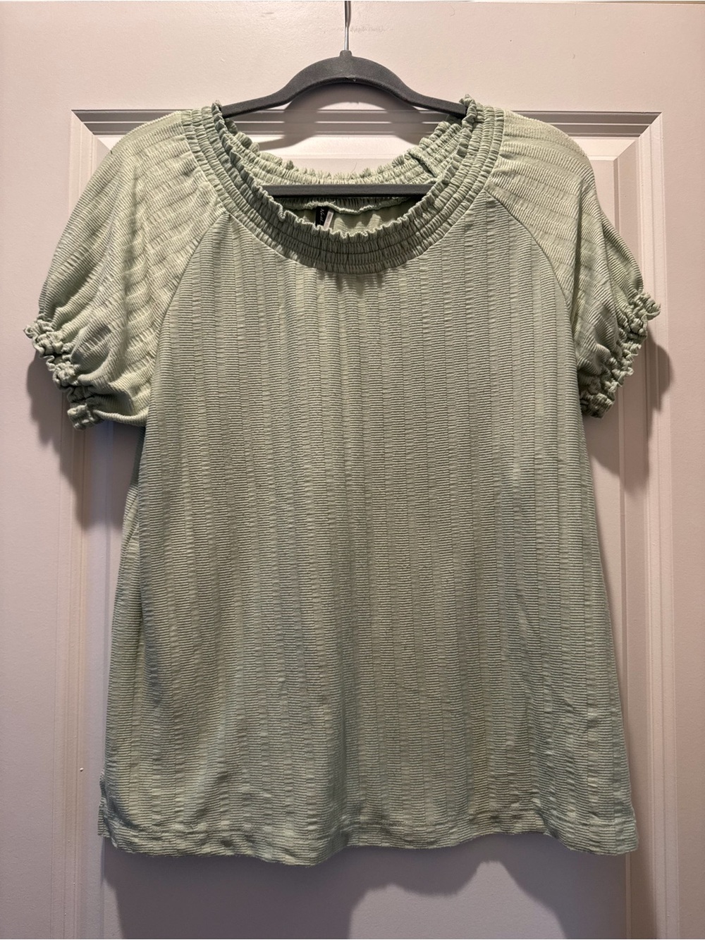 Women’s Light Sage Ribbed Short-Sleeve Top